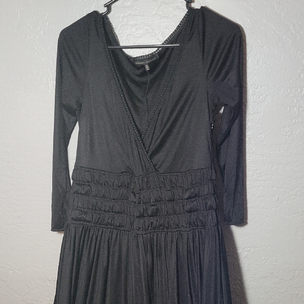 Alessandro Dell'Acqua Black Long-Sleeve V-Wrap Dress
